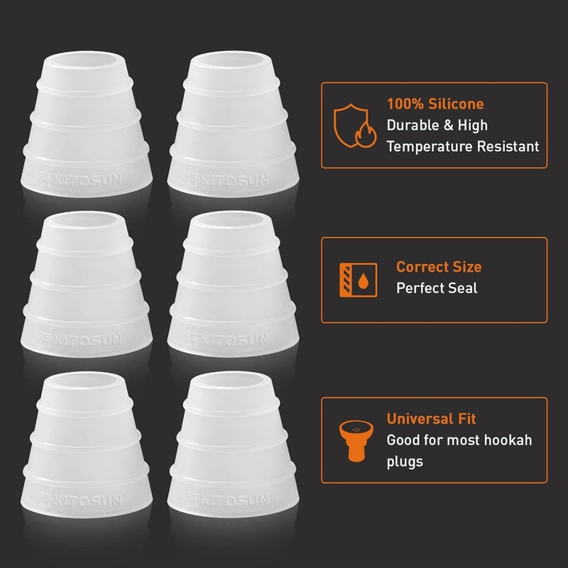KITOSUN Hookah Hose Grommets Silicone Gasket - Original Hookah Accessories Durable Silicon Plug Grommets Ensure air-Tight Seal Prevent Shisha Hoses Falling Out While Smoking (Natural) - Image 3